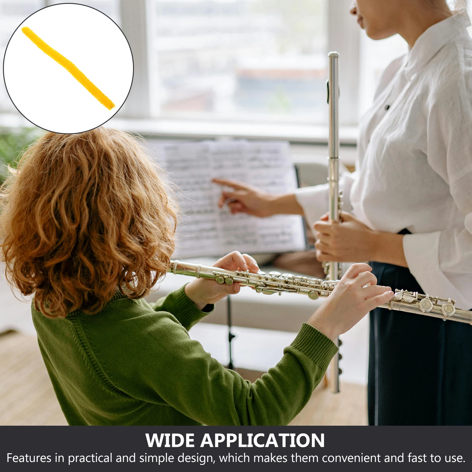 

Cleaning Brush Wind Instrument Brushes for Musical Instruments Flute Accessory Clarinet Care Kit Yellow Rod