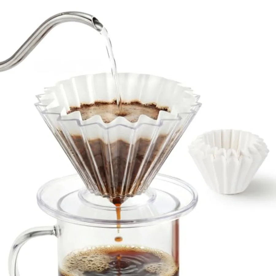Pour Over Coffee Dripper with 40 Paper Filters, Coffee Filter Cup, Manual Drip Coffee Brewer, Easy Clean, Ideal for Beginners,