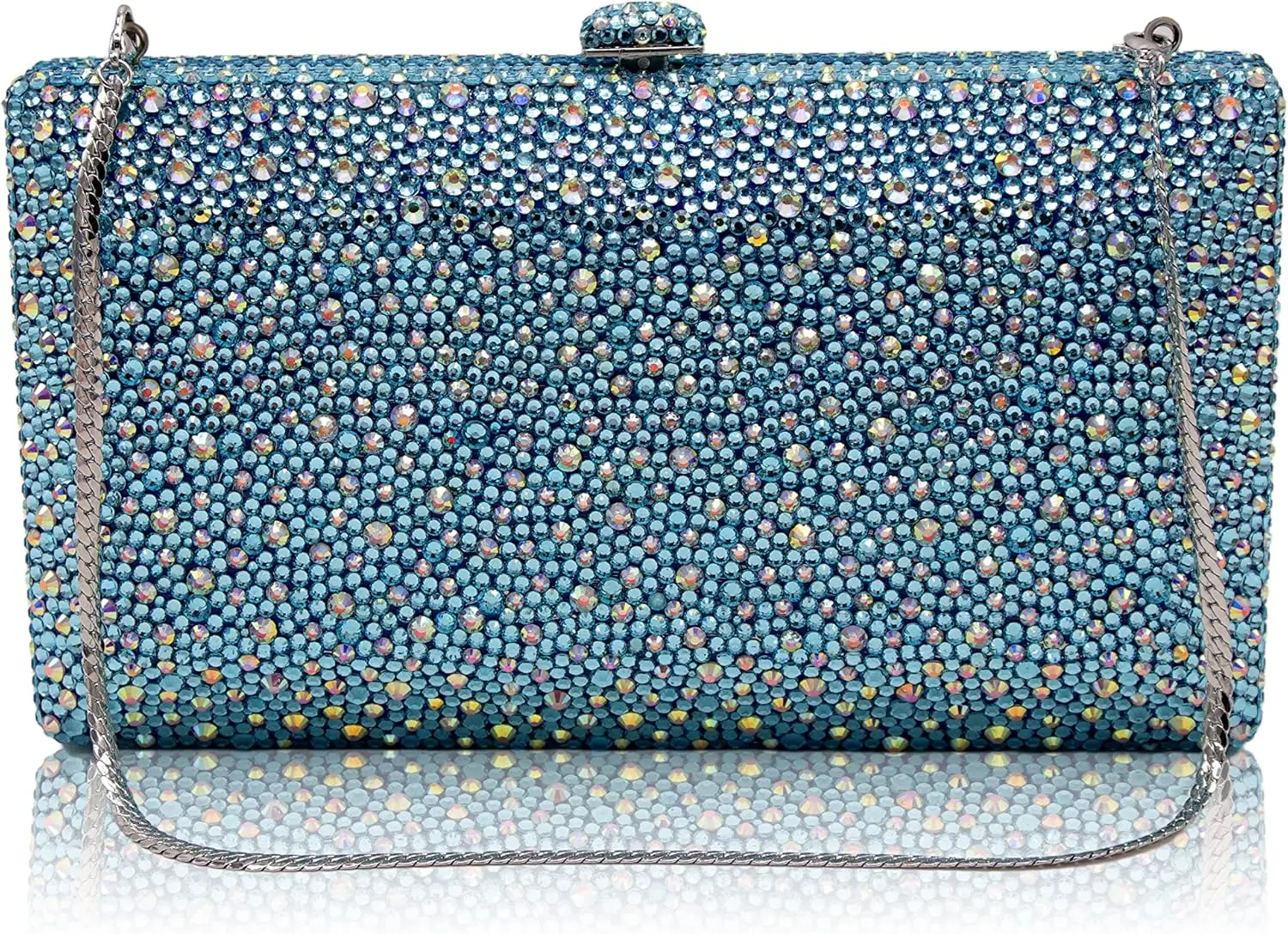 

Luxury Crystal Evening Bag for Women Wedding Rhinestone Cocktail Party Clutch Purses AB Stone Prom Metal Box Handbag