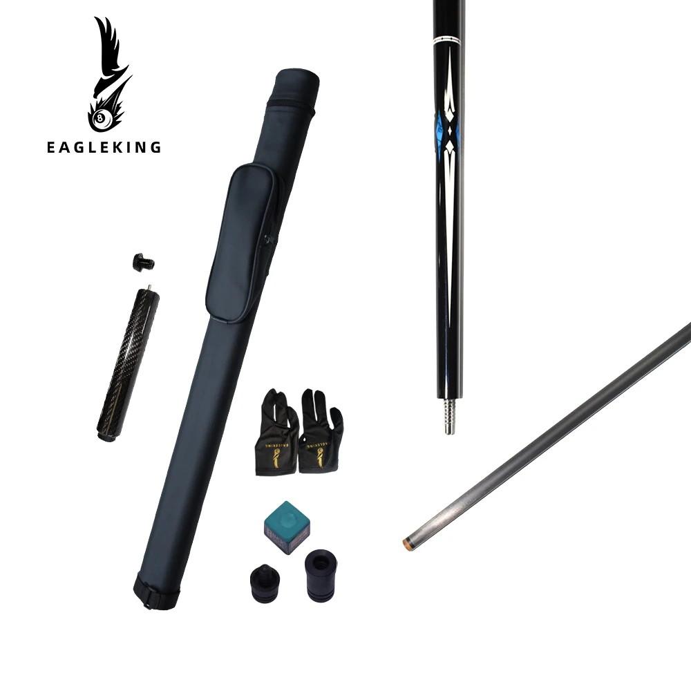 New Carbon Fiber Pool Cue 1/2 Split Cue 8-layer Pigskin Tech Wood Pool 12.4mm Tip Size Black technology Billiard Cue