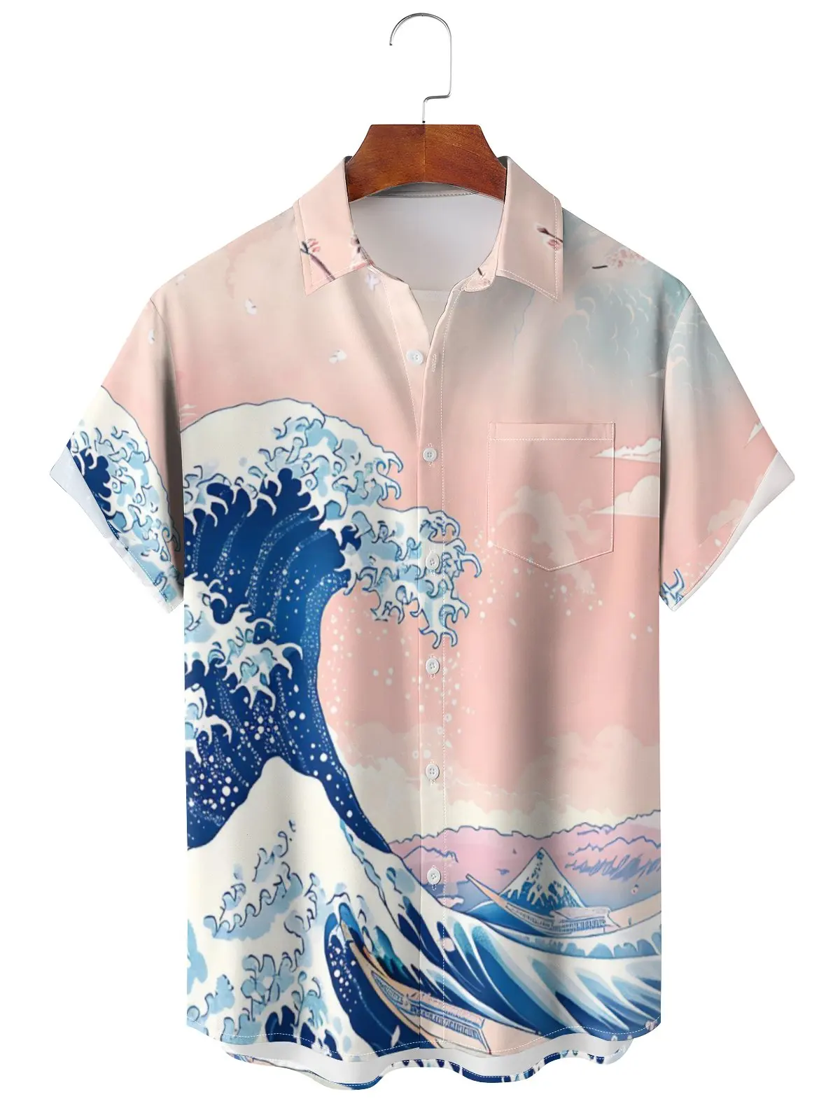 Men's Designer Hawaii Shirts Sea Wave Dazzling Texture Short Sleeve Collar Top Fashion Streetwear 3d Printed Casual Clothing