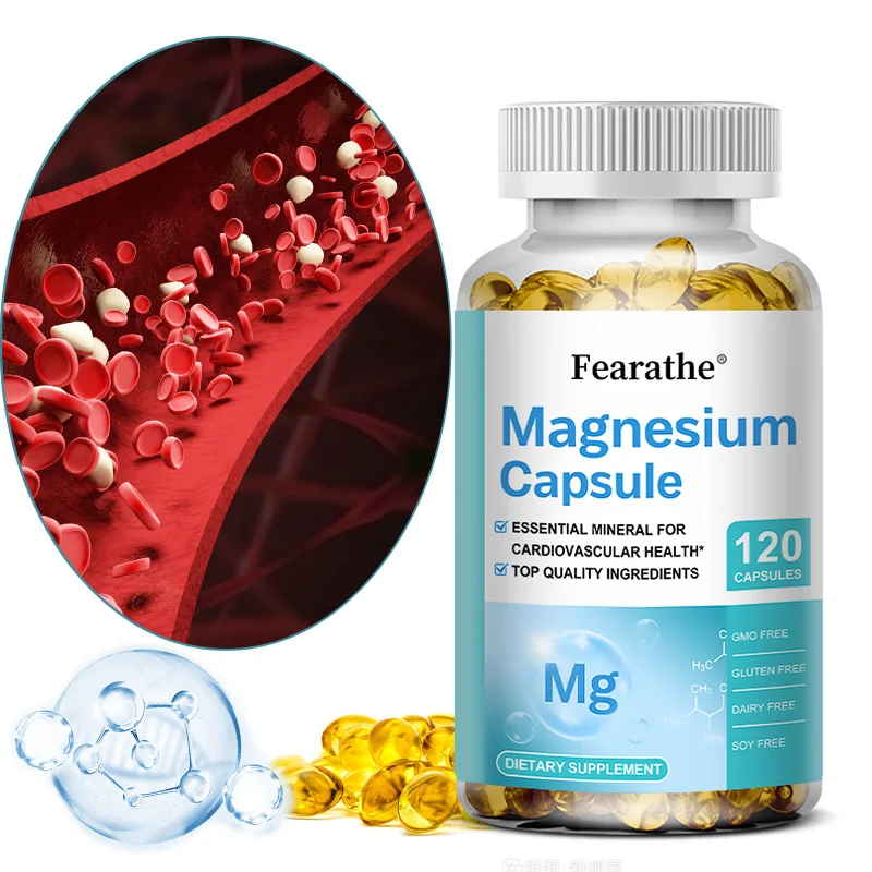

Magnesium Glycinate 500mg, Magnesium Supplement for Muscle, Heart, Nerve and Bone Health, Relaxation, Non-GMO, Vegan Capsules