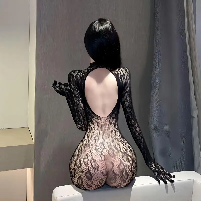 

Net Leopard Print Sexy Wild Temptation One-piece Mesh Backless Spicy Girl Nightclub Body Suits For Women Lace Romper Jumpsuits