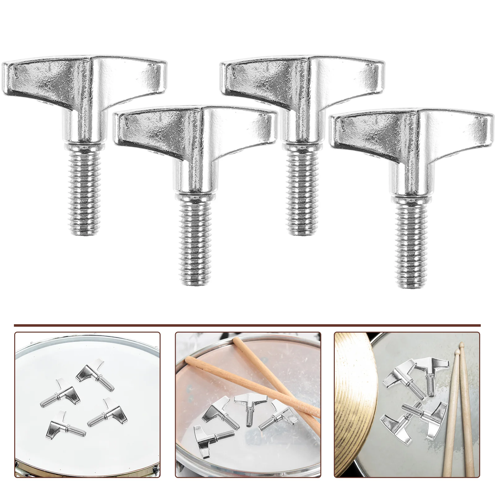 

4 Pcs Jazz Drum Stand Top Wire Cymbal Hand Button Butterfly Screw Knob 4-piece Set Wing Nuts