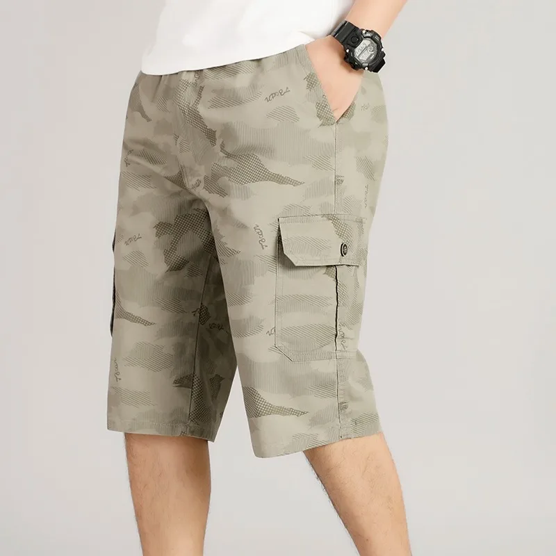 Classic Camouflage Print Men's Straight Shorts Summer Thin Multiple Pockets Loose Casual Work Pants Social Outdoor Shorts Pants