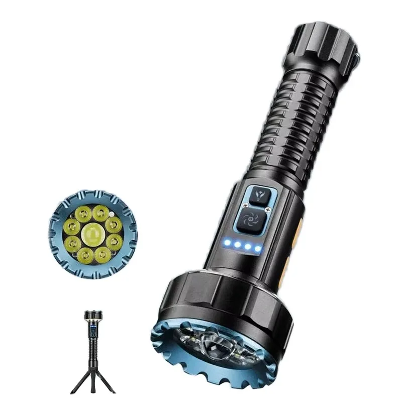 Multifunctional bright flashlight with colorful neon lights and magnetic base