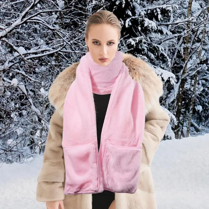 Heated Scarf For Women Soft And Skin-Friendly Cold Weather Scarves Heated Scarf Electric Heated Scarf With Two Side Pockets For