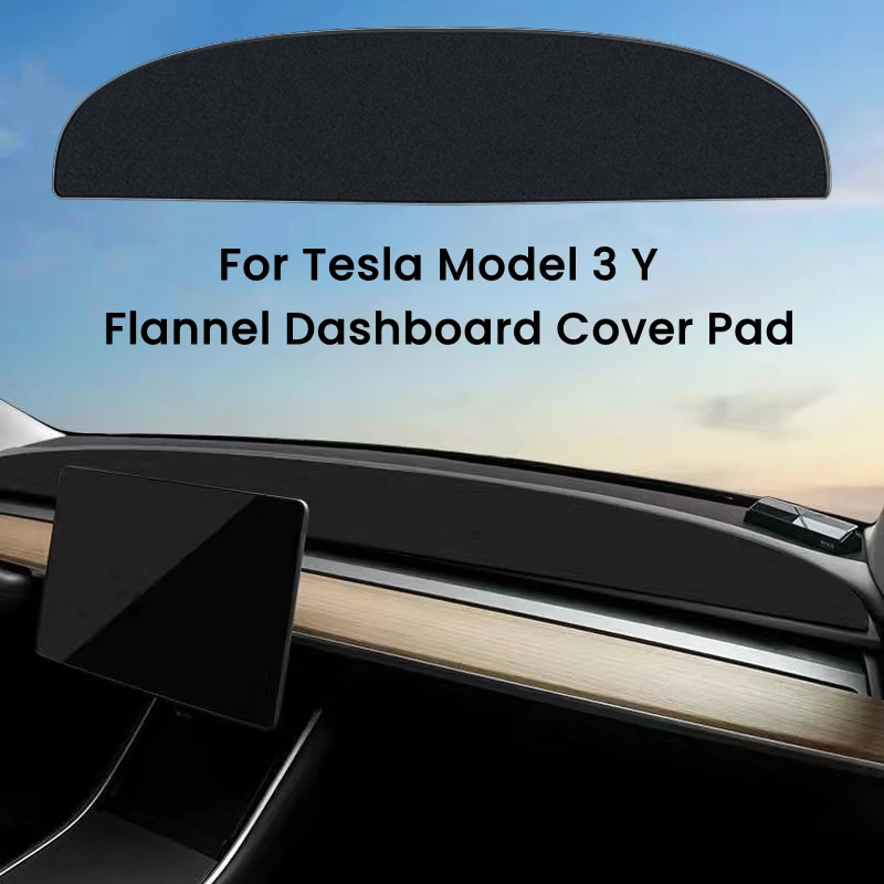 Flannel Dashboard Cover For Tesla Model 3 Y Sunshade Protector Pad Center Console Anti-UV Dash Sunshield Mat Car Accessories