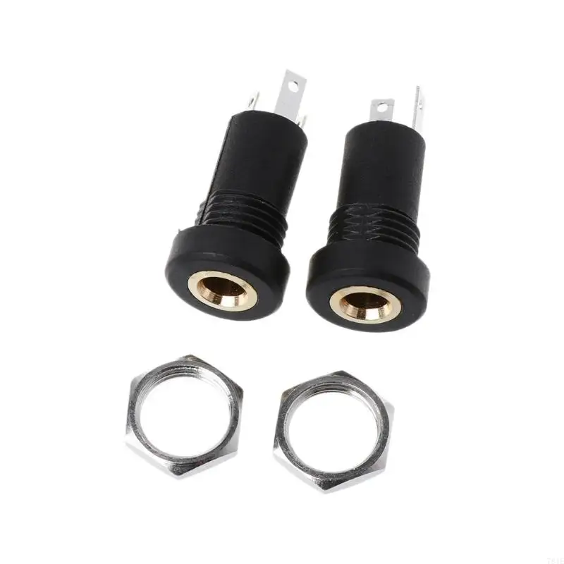 781E 2X 3.5MM Cắm Ổ Cắm 3 Cực Màu Đen Stereo Hàn Bảng Gắn Vàng Với Các Loại Hạt