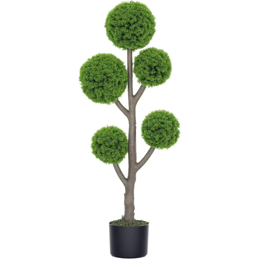 

43.3 Inch Green Topiary Ivy Ball Tree in Pot - Indoor Outdoor Decorative Artificial Plant