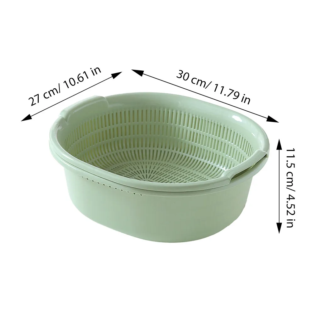 2 in 1 Detachable Washing Basket Set Solid Color Plastic Colanders for Fruit Vegetable Straining Stackable Space Saving
