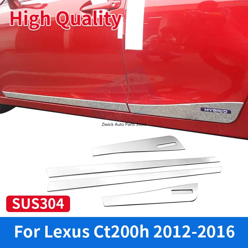 Car Guard Door Side Body Molding Strip Protector Trim for Lexus Ct200h 12-16 Stainless Steel Chrome Styling External Accessories