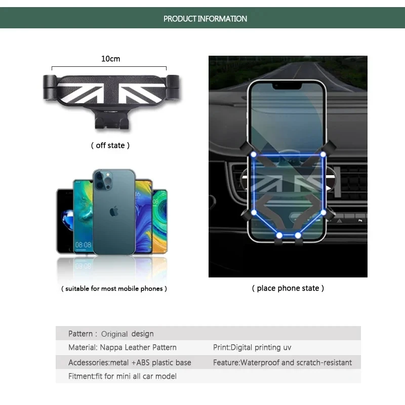 Universal For Mini Cooper R50 R52 R53 R55-R61 F54-F57 Clubman Countryman Car Phone Holder Air Vent Phone Mount Accessories