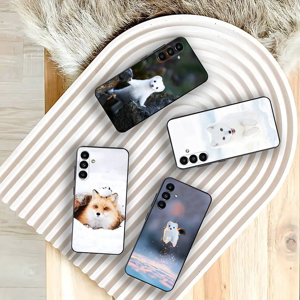 Snow Fox Cute Phone Case For Samsung Galaxy A73,31,32,72,41,53,52,71,22,5G,Note,J7,8,9 Soft Black Cover