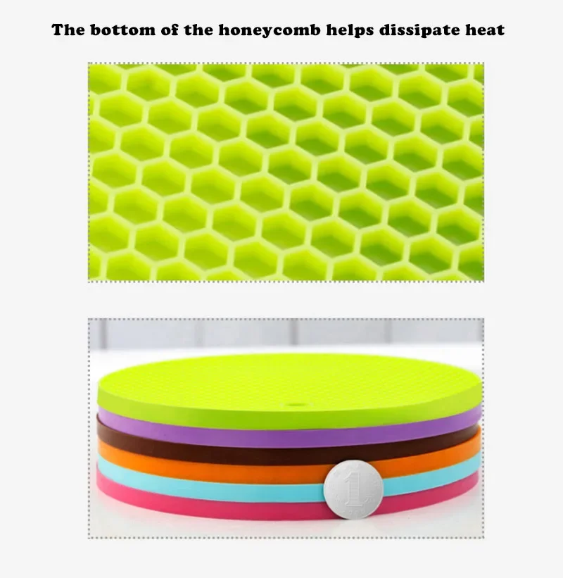 Silicone Heat Insulation Mat Honeycomb Mat Hot Proof Waterproof Pot Bowl Water Coasters Thickened Heat Resistance