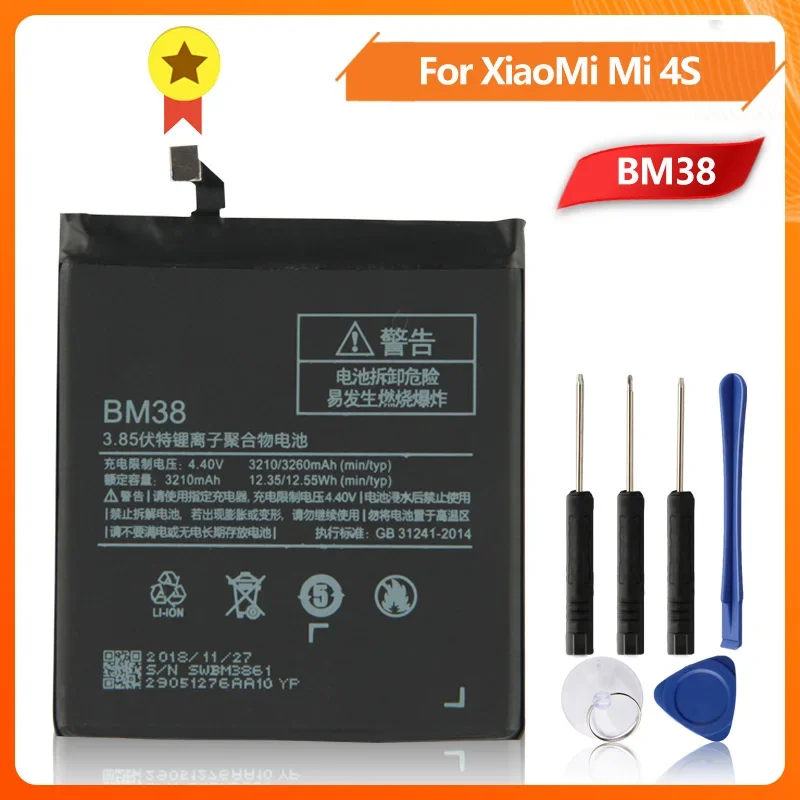 

Phone Replacement Battery BM38 For Xiaomi 4S M4s Phone Battery Batteries BM38 3260mAh With Tool