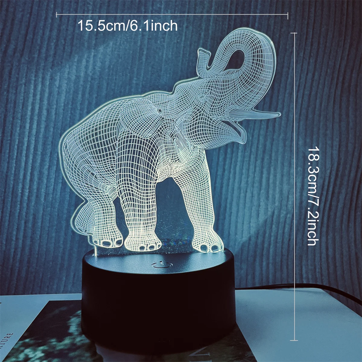 1pc  Elephant  3D Night Light, 3D Optical Illusion Lamp With Touch, 7-Color Changing Ambient Light For Bedroom