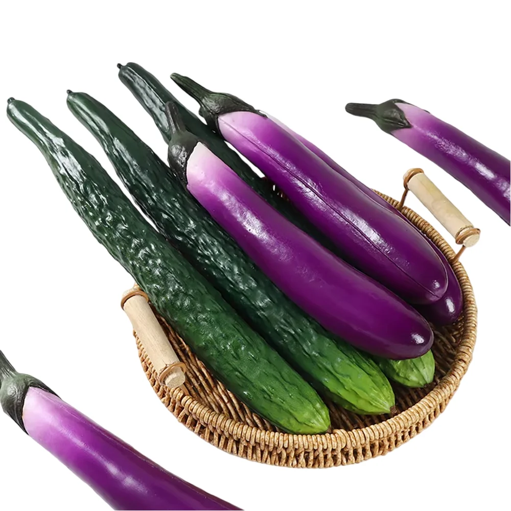 Artificial Cucumber Eggplants Vegetable Decoration for Sex Toy Tool,Home Kitchen Decoration Photo Props Desk Ornament