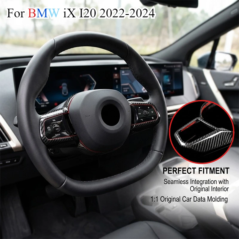 

For BMW iX iX40 iX50 I20 2021-2025 Carbon Fiber Interior Steering Wheel Dashboard Console Gear Shift Panel Cover Trim Stickers
