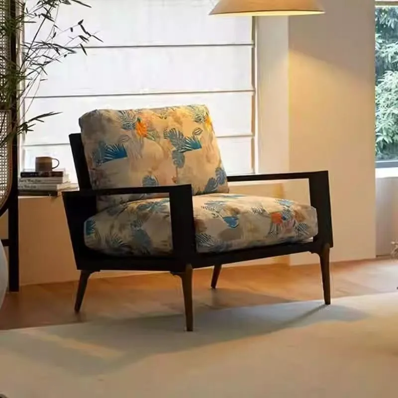 Medieval style, sofa chair designer bed and breakfast home living room single chair retro embroidery lazy leisure chair