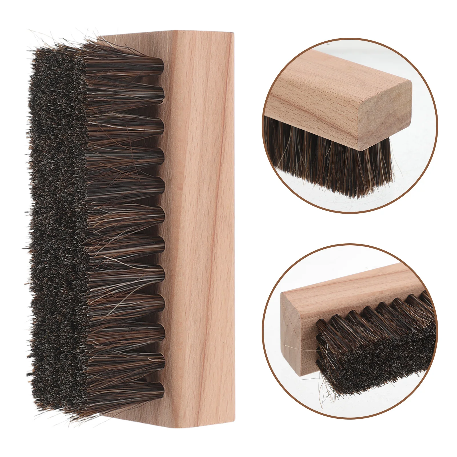 

3Pcs Horsehair Shoe Cleaning Brush Set Wood Handle PP Tapered Bristles Dust Removal Tool for Shoes Boots Polish Care