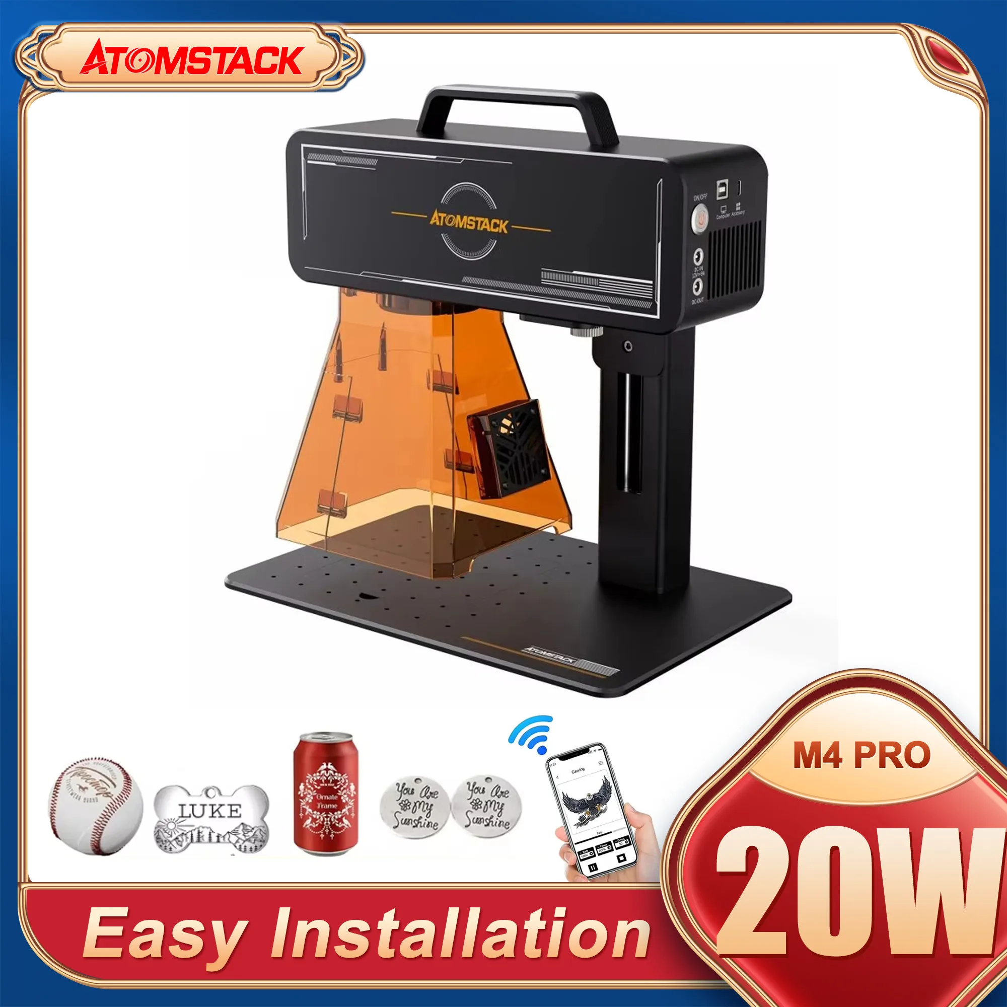 Atomstack M4 PRO Mini Laser Engraving Machine 2-in-1 Laser Portable Handheld Desktop DIY Engraving Machine Ring Leather Metal