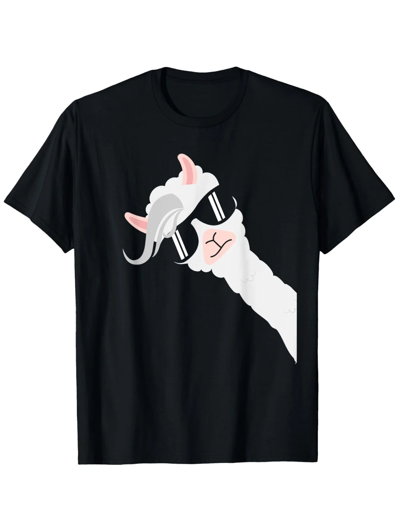 2026 Men's & Women's 100% Cotton 180gsm Quick-Dry T-Shirt with Alpaca & Llama Face Print (Glasses & Humps) - Relaxed Fit S-XXXL,