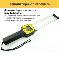 Digital Moisture Meter Cereal Moisture Meter AR991 Smart Sensor For Use In Corn Wheat Rice Grains Wheat Flour Monkfish Seed