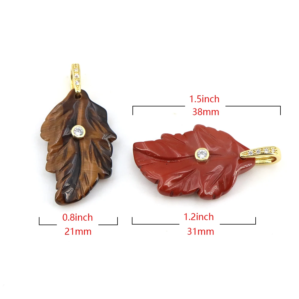 Natural Stone Crystal Leaf with Zircon Pendant Elegant Flower-shaped Gemstone Jewelry for Women Necklace Making Accessory Gift
