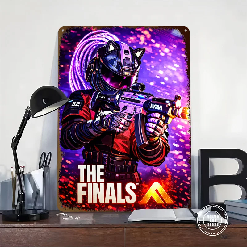 The Finals Game Character With Gun Poster Customized Vintage Metal Signs Wall Art Retro Tin Plaque for Home Decoration Ornaments