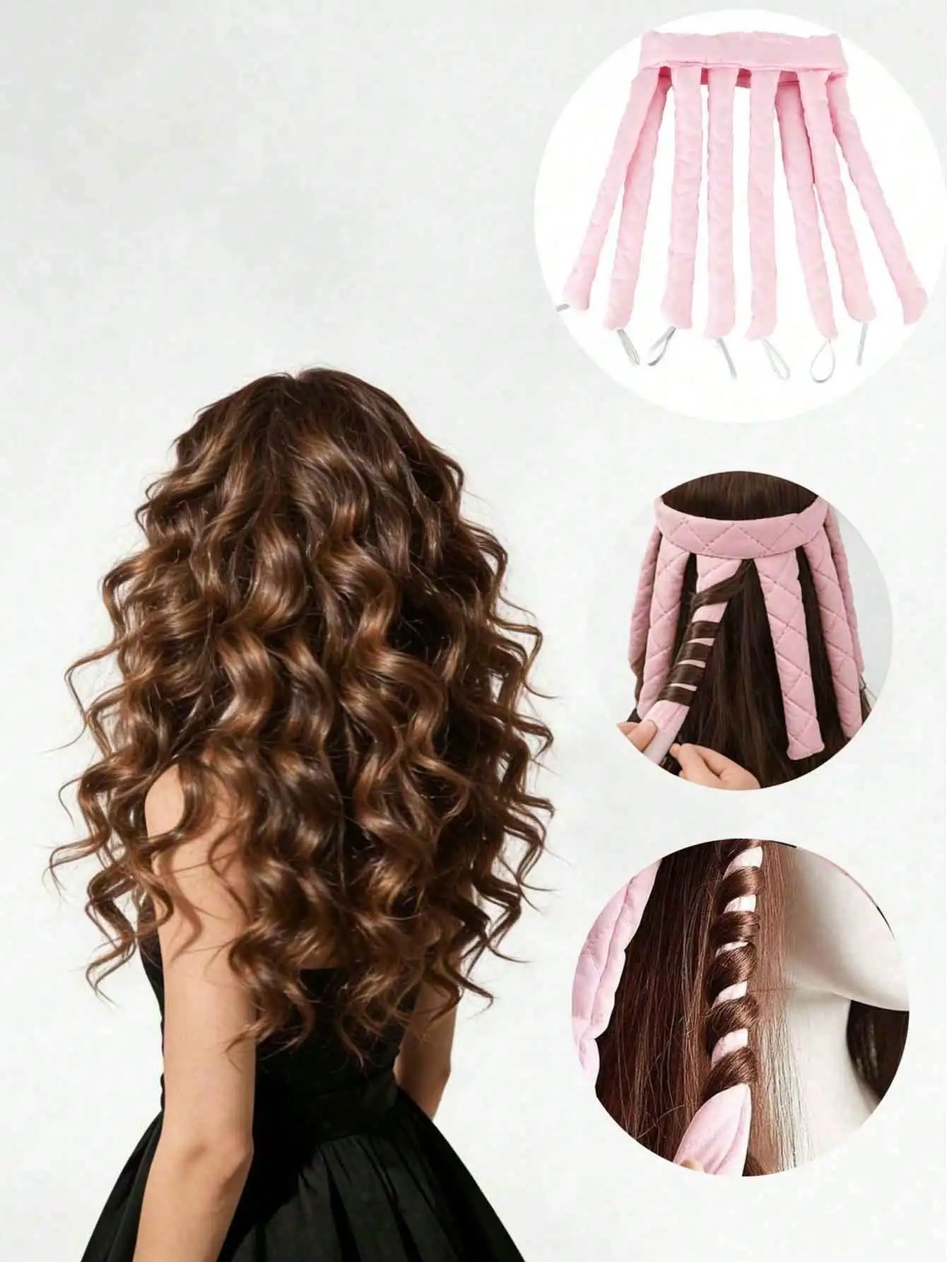 

8pcs Detachable No-Heat Hair Curlers, Adjustable Headband, Soft Satin Surface No-Heat Hair Curler, Suitable For Long Hair, Create Effortless Curls, Women's No-Heat Hair Curler, Create Wavy Hairstyle, Hair Styling Tool