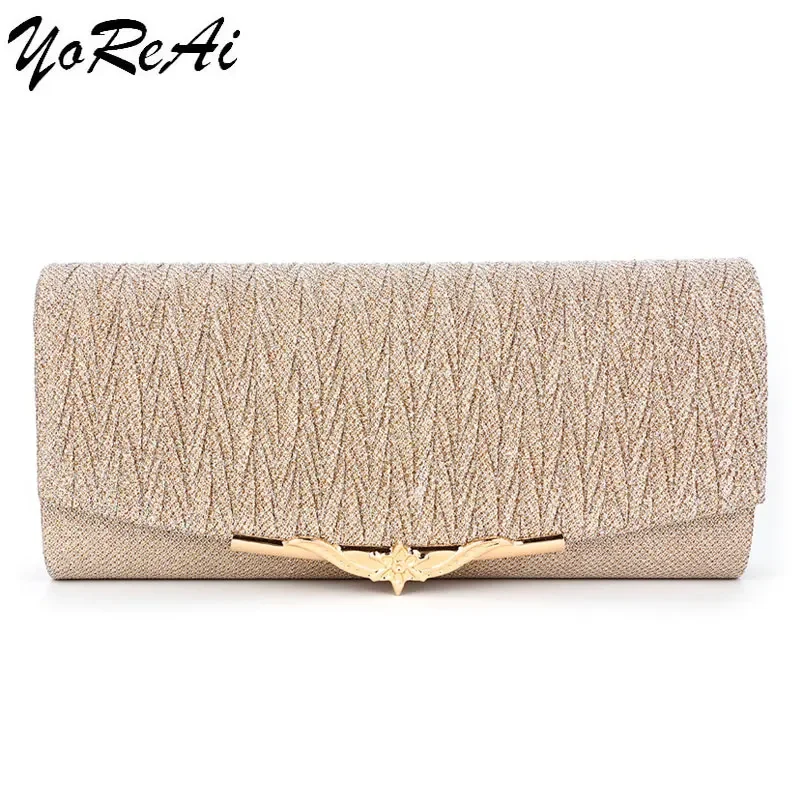 

YoReAi Fashion Shiny Women Evening Bag Brand Party Banquet Glitter Pack For Ladies Wedding New Ladies Shoulder Bags With Chain