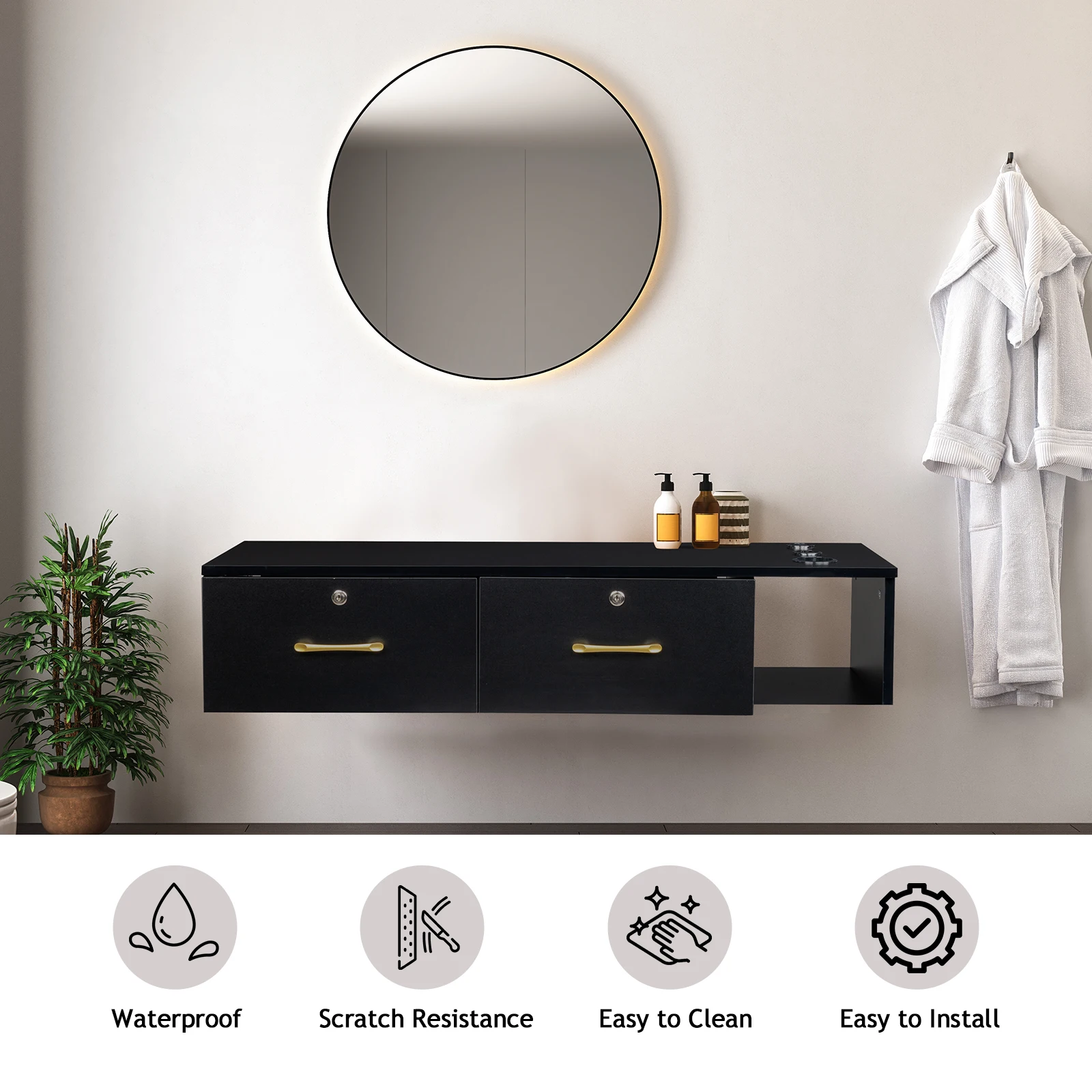 

Black Storage Table with 15mm Particleboard, Compact Design for Organizing Tools in Home, Office, and Workshop Environments