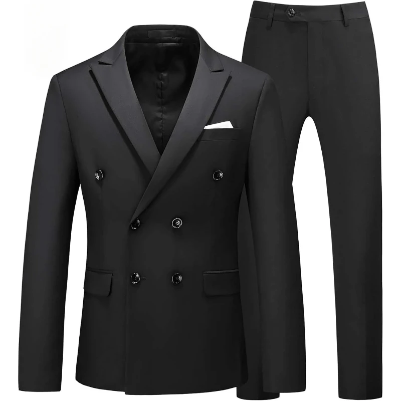 

Suits For Men, 2 Piece Slim Fit Mens Suit With Double Breasted Blazer And Tuxedo Pants