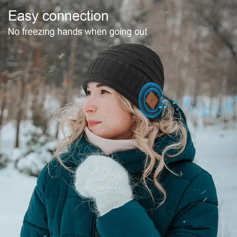 Outdoor BT Headphone Unisex Men Women Winter Warm Hat Beanie Music Speaker Wireless Cap Headphones For Riding Cycling