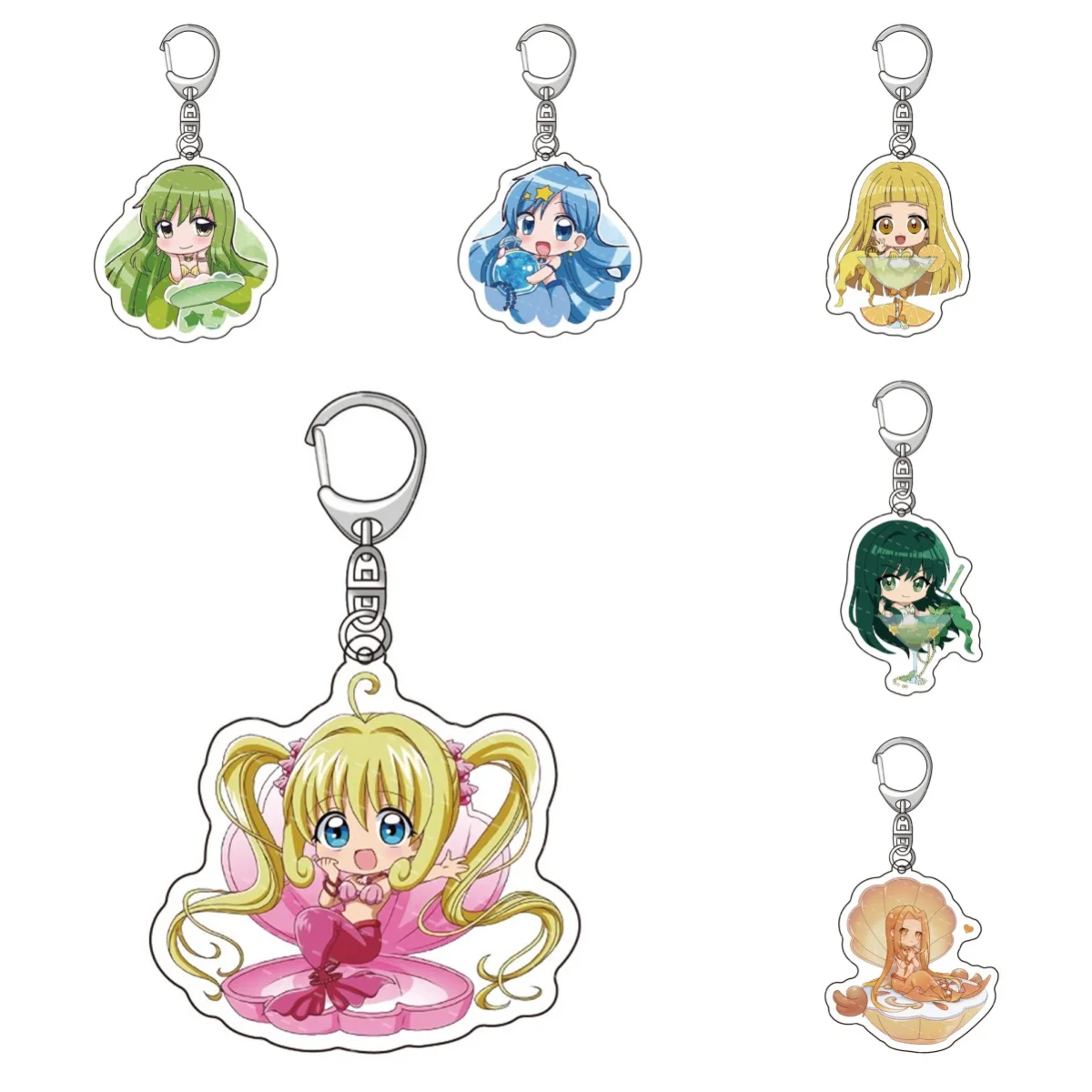 6cm Anime Mermaid Melody Pichi Pichi Pitch Cute Acrylic Keychain Cartoon Figure Nanami Rina Toin Hanon Hosho Pendant Gift