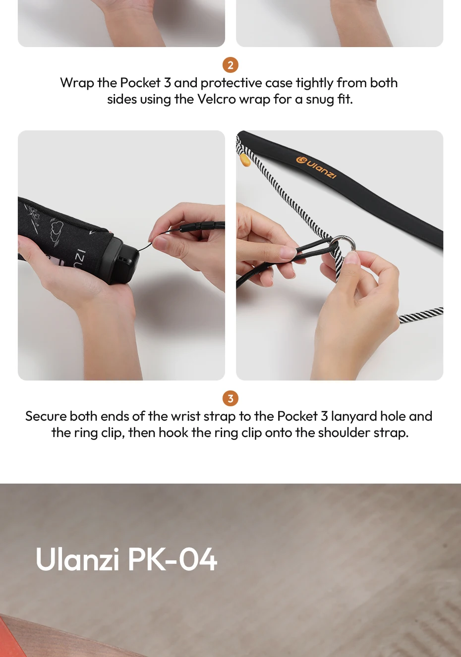 Ulanzi CO70/CO71 Kamera-Schutzfolie für DJI Osmo Pocket 3, mit Schultergurt für Livestreaming, Reisekamerafotografie – Detail 14