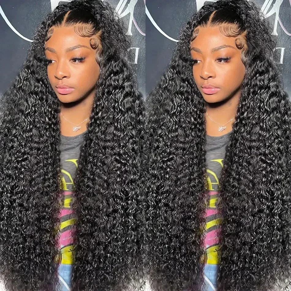250% Deep Wave 13x6 HD Lace Frontal Wig Brazilian Curly Human Hair Wigs For Women Lace Front Human Hair Wig Pre Plucked 34 Inch image 5