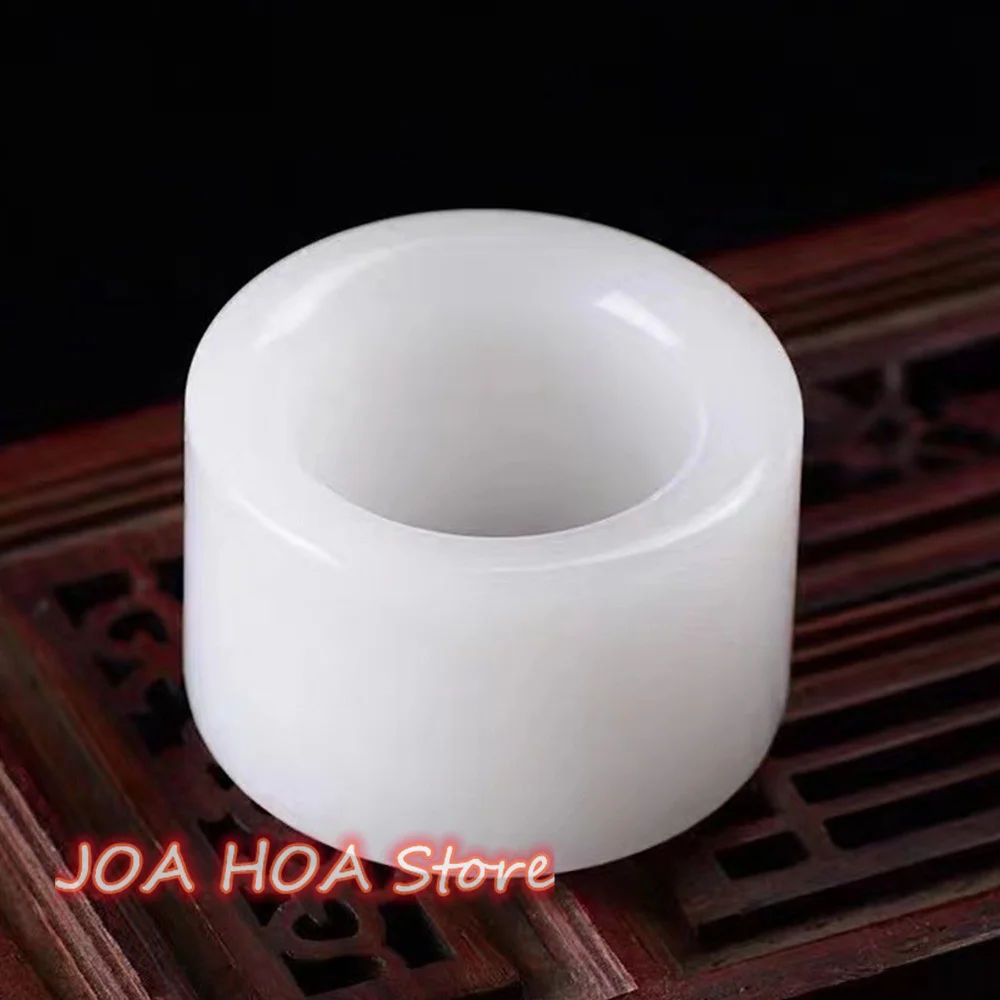 

Newest Natural Xinjiang Suet White-jade Gold Silk Jade Wrench Ring Quality Refer-ring Noble Handring Perfect TOP Fine Jewelry