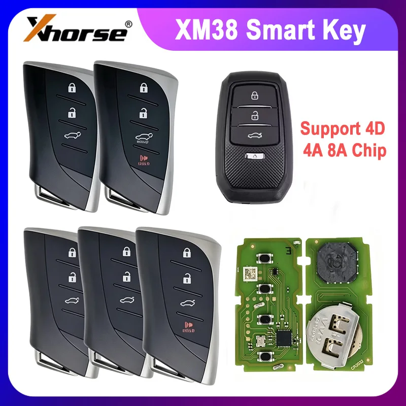 Универсальный смарт-ключ Xhorse XSTO01EN VVDI TOY.T XM38 с поддержкой чипов 4D, 4A, 8A для Lexus GS, IS, ES, RZ, CX, CT, NX, RX, GX, RC, LC, LS, LX, LM