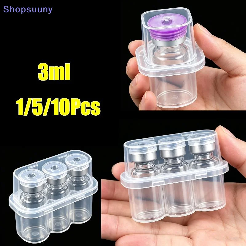 [SU]1/5/10Pcs Mini Transparent Peptide Storage Case Vial Stackable Refrigerator Storage Box 3mL Vial Storage Case Lab & Home Use