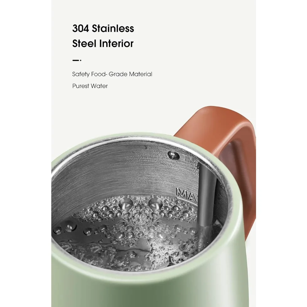 غلاية كهربائية معقوفة (1.0 لتر)، غلاية قهوة كلاسيكية خالية من مادة BPA مصنوعة من الفولاذ المقاوم للصدأ بنسبة 100% |   غلاية شاي - أخضر