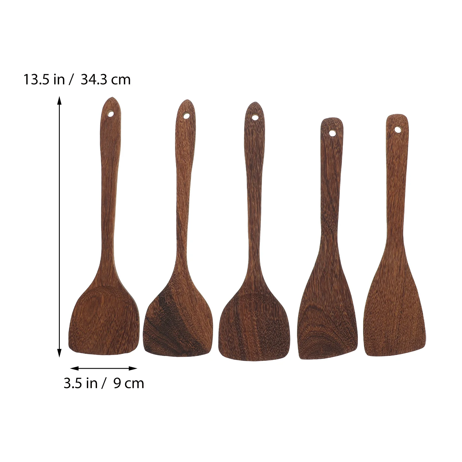 Juego de pala de cocina de madera Natural, cuchara para sopa con mango largo, cuchara para servir comida, utensilio de cocina de madera ecológico, 5 uds.