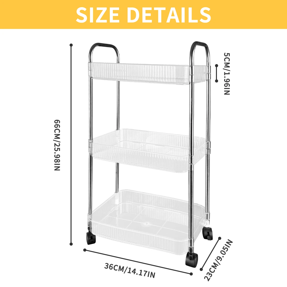 رف تخزين متعدد الوظائف، رف تخزين شفاف متعدد الطبقات، يمكن استخدامه لتخزين الحفاضات والوجبات الخفيفة ومستحضرات التجميل والبقالة #2