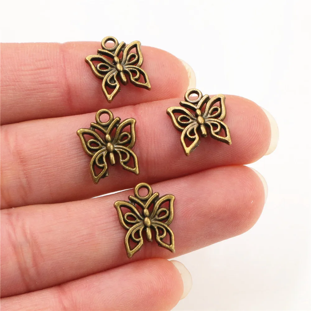 14x12mm 30pcs Antique Bronze and Antique Silver Plated Butterfly Handmade Charms Pendant:DIY for bracelet necklace