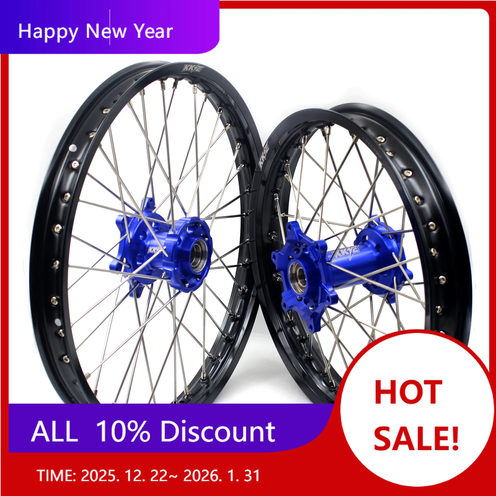 

【2025】 Комплект колес мотоцикла MX ENDURO, подходит для KTM EXC SXF 250 450 525 TE TC FE FC 2024, синяя ступица, черный обод