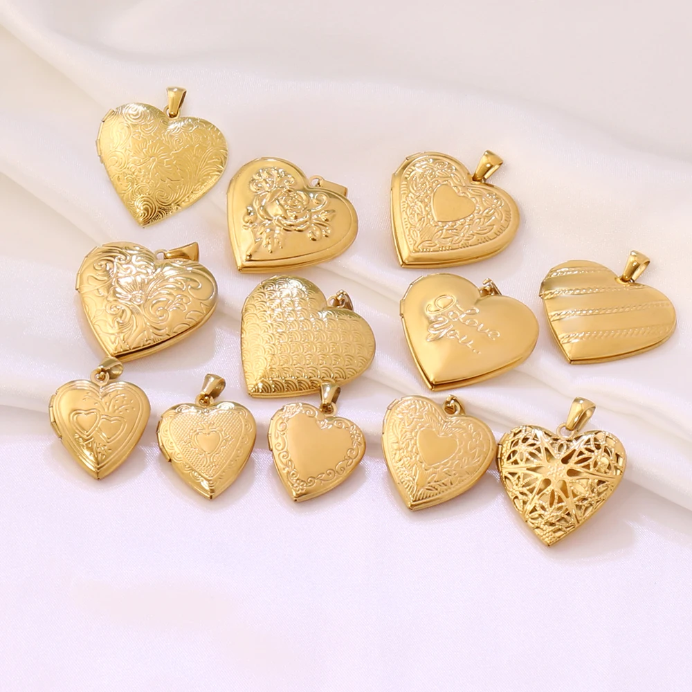 2Pcs Stainless Steel Photo Frame Locket Pendant Heart Openable Locket Photo Locket Frame Charms for Jewelry Making Accessories - view 2