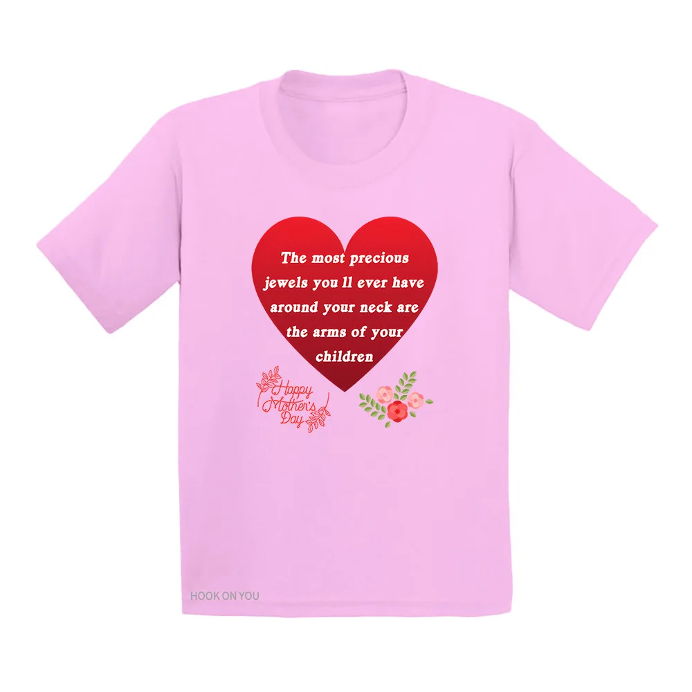 COTTON 100% Mother's Day Love English Holiday Series Flower Thanksgiving Print Fashion Short-sleeved Men's and Women's T-shirts