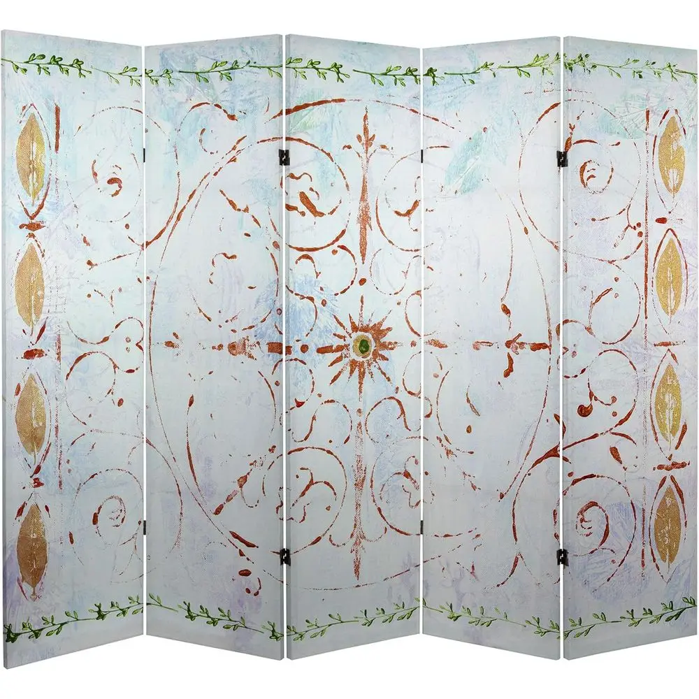 

5-Panel Winter Peace Canvas Room Divider - Freestanding Privacy Screen for Modern and Traditional Spaces
