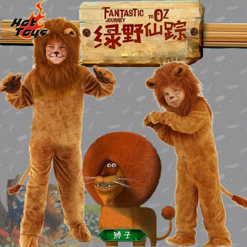 Lion King Costume Kids Adult Animal Halloween Carnival Party Furry Cosplay Costume Baby Child Fancy Movie Role Play Jumpsuit